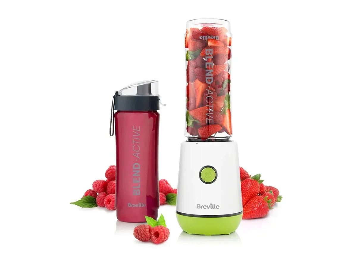Personal blender making creamy soup